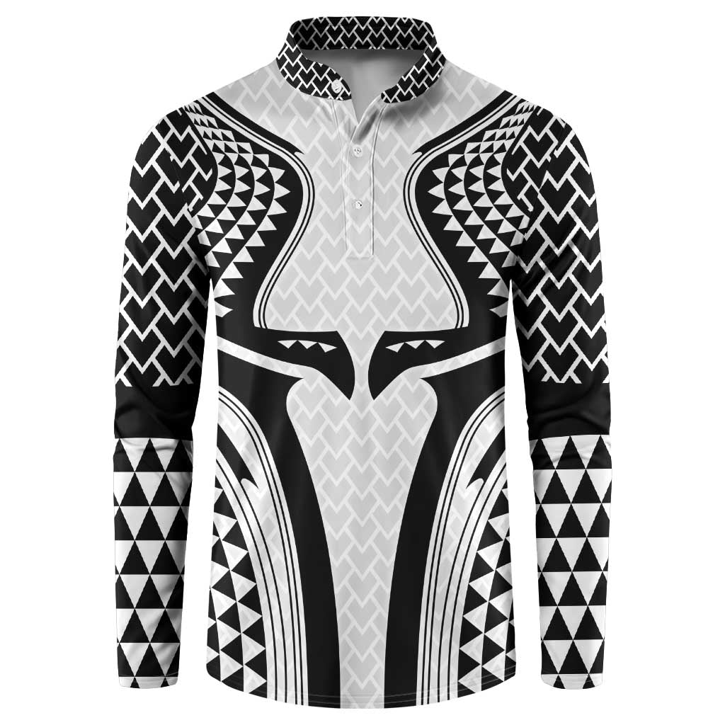 Hawaiian Kakau Art Tattoos Aquaman Style Button Sweatshirt White Version - Polynesian Pride