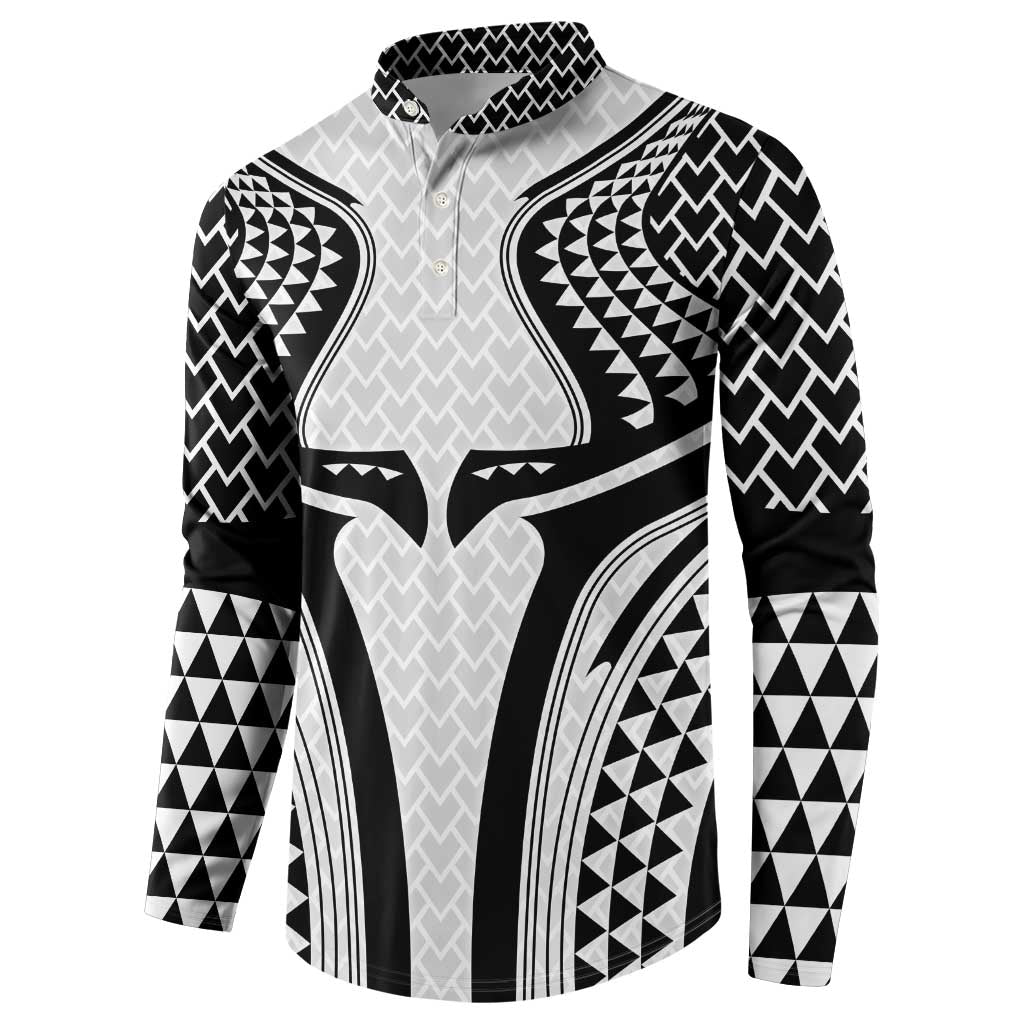 Hawaiian Kakau Art Tattoos Aquaman Style Button Sweatshirt White Version - Polynesian Pride
