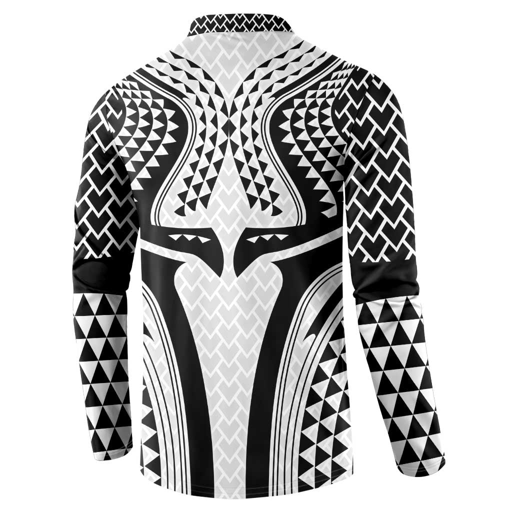 Hawaiian Kakau Art Tattoos Aquaman Style Button Sweatshirt White Version - Polynesian Pride