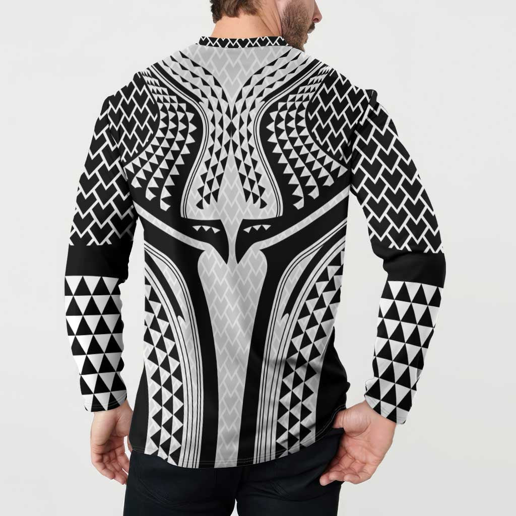 Hawaiian Kakau Art Tattoos Aquaman Style Button Sweatshirt White Version - Polynesian Pride