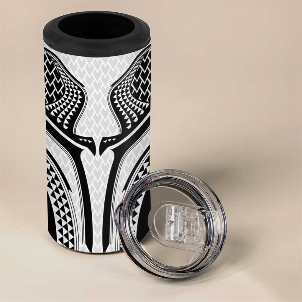 Hawaiian Kakau Art Tattoos Aquaman Style 4 in 1 Can Cooler Tumbler White Version - Polynesian Pride