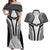 Hawaiian Kakau Art Tattoos Aquaman Style Couples Matching Off Shoulder Maxi Dress and Hawaiian Shirt White Version - Polynesian Pride