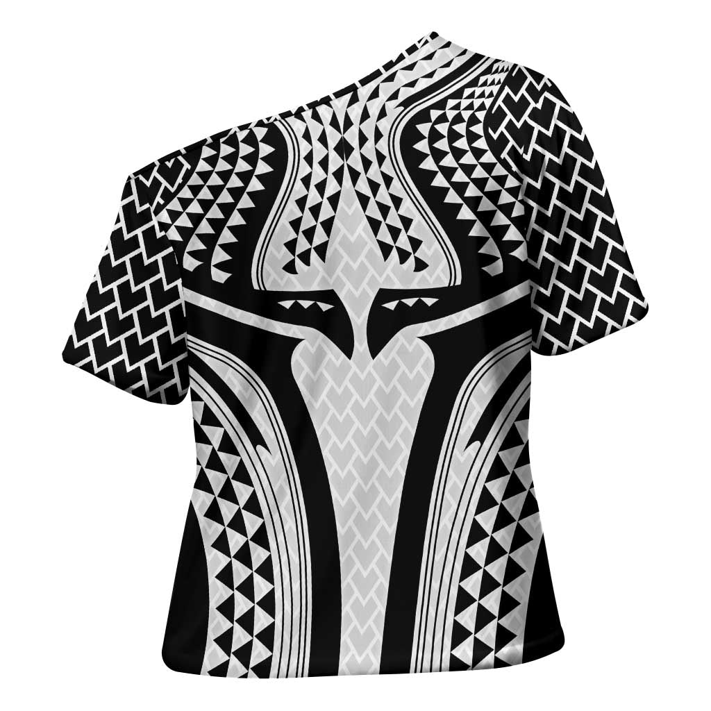 Hawaiian Kakau Art Tattoos Aquaman Style Cross Shoulder Shirt White Version - Polynesian Pride