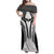 Hawaiian Kakau Art Tattoos Aquaman Style Family Matching Off Shoulder Maxi Dress and Hawaiian Shirt White Version - Polynesian Pride