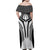 Hawaiian Kakau Art Tattoos Aquaman Style Family Matching Off Shoulder Maxi Dress and Hawaiian Shirt White Version - Polynesian Pride