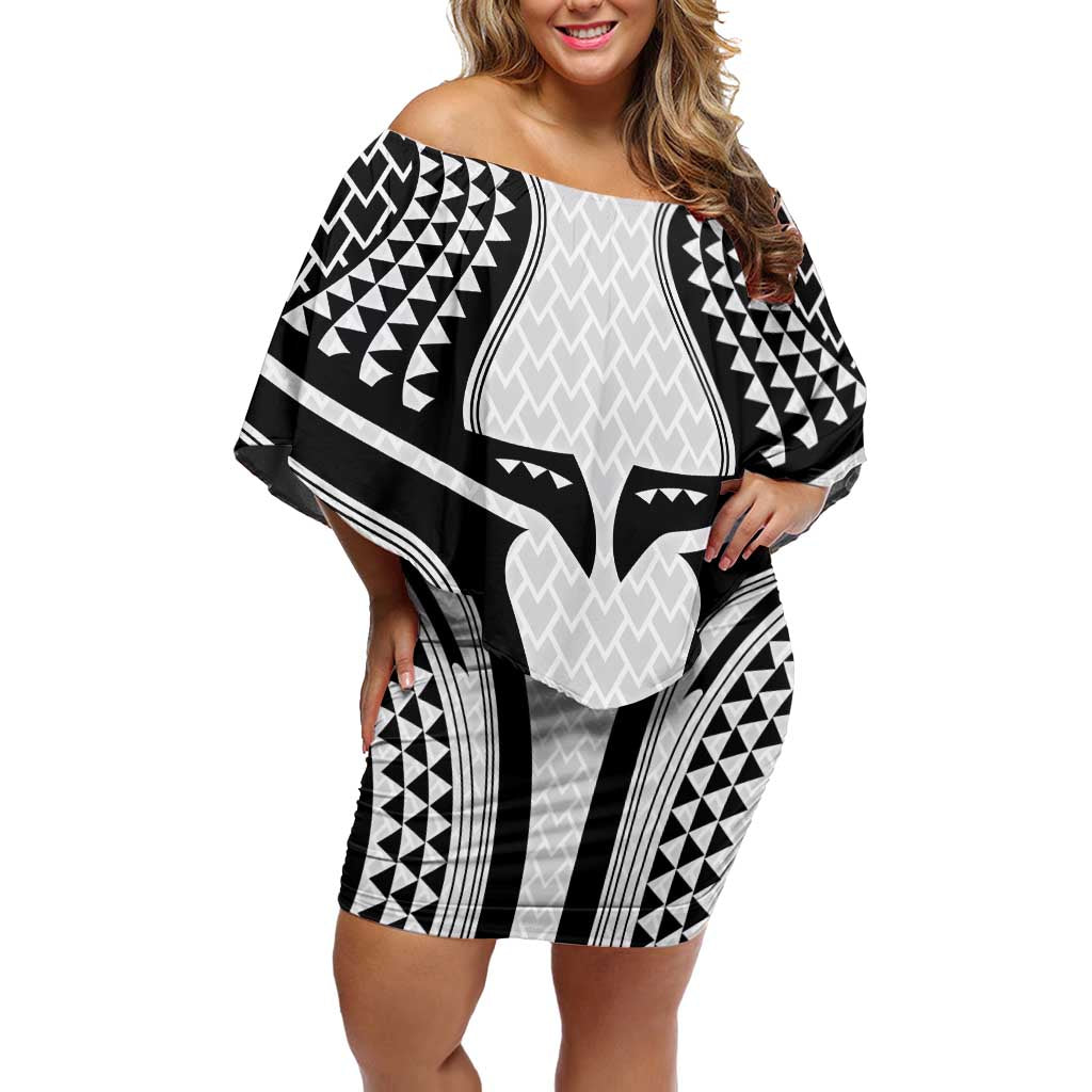 Hawaiian Kakau Art Tattoos Aquaman Style Family Matching Off Shoulder Short Dress and Hawaiian Shirt White Version - Polynesian Pride