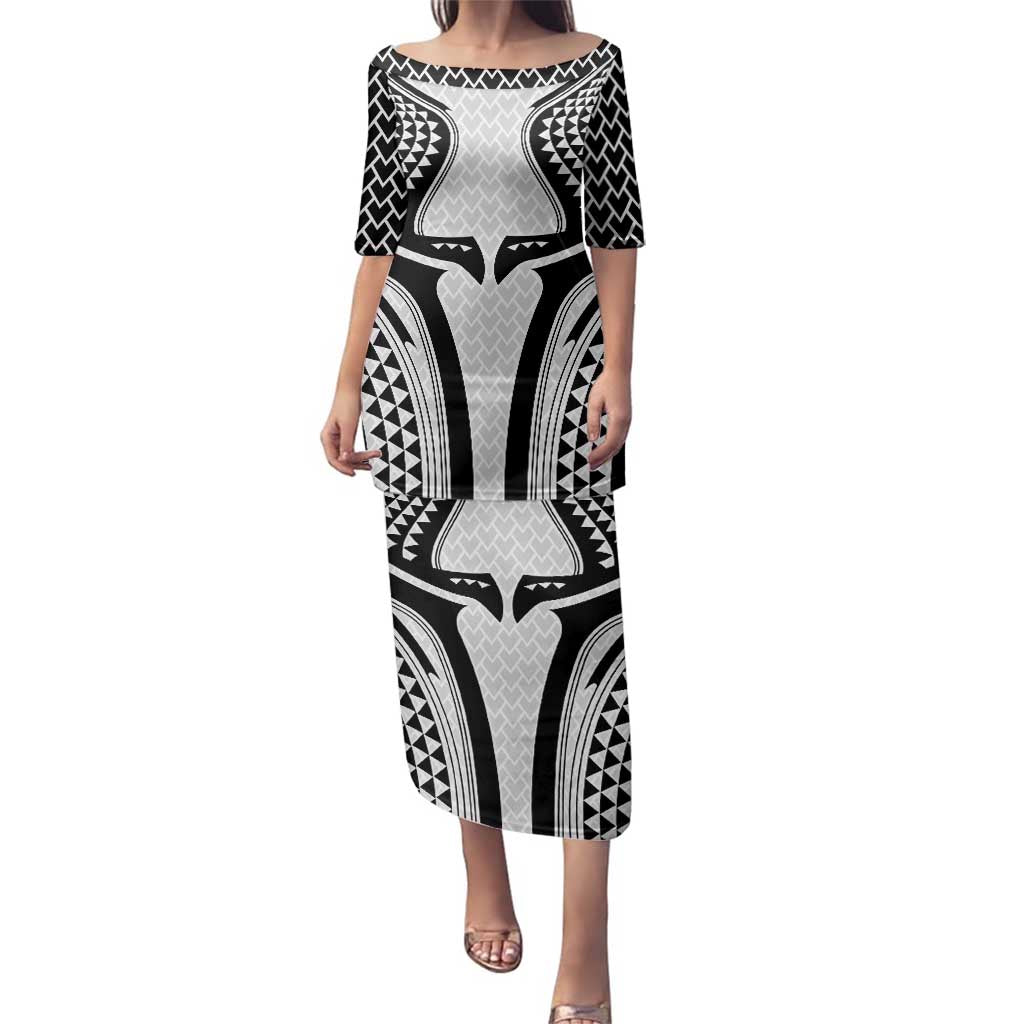 Hawaiian Kakau Art Tattoos Aquaman Style Family Matching Puletasi and Hawaiian Shirt White Version - Polynesian Pride