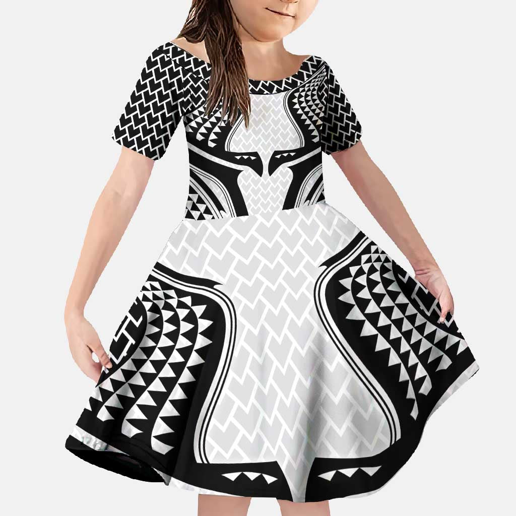 Hawaiian Kakau Art Tattoos Aquaman Style Family Matching Short Sleeve Bodycon Dress and Hawaiian Shirt White Version - Polynesian Pride