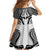 Hawaiian Kakau Art Tattoos Aquaman Style Family Matching Short Sleeve Bodycon Dress and Hawaiian Shirt White Version - Polynesian Pride