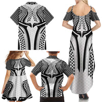 Hawaiian Kakau Art Tattoos Aquaman Style Family Matching Summer Maxi Dress and Hawaiian Shirt White Version - Polynesian Pride