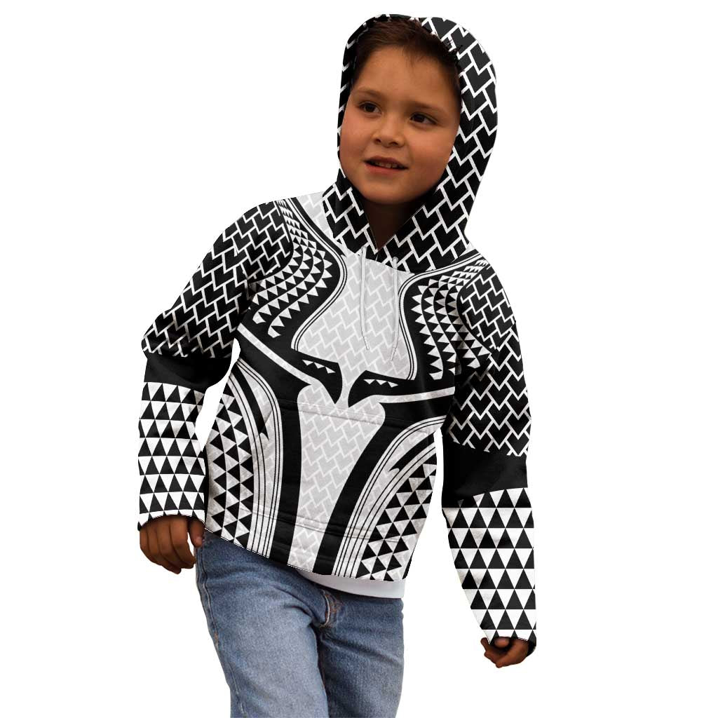 Hawaiian Kakau Art Tattoos Aquaman Style Kid Hoodie White Version - Polynesian Pride