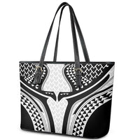Hawaiian Kakau Art Tattoos Aquaman Style Leather Tote Bag White Version - Polynesian Pride