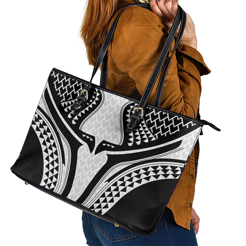 Hawaiian Kakau Art Tattoos Aquaman Style Leather Tote Bag White Version - Polynesian Pride