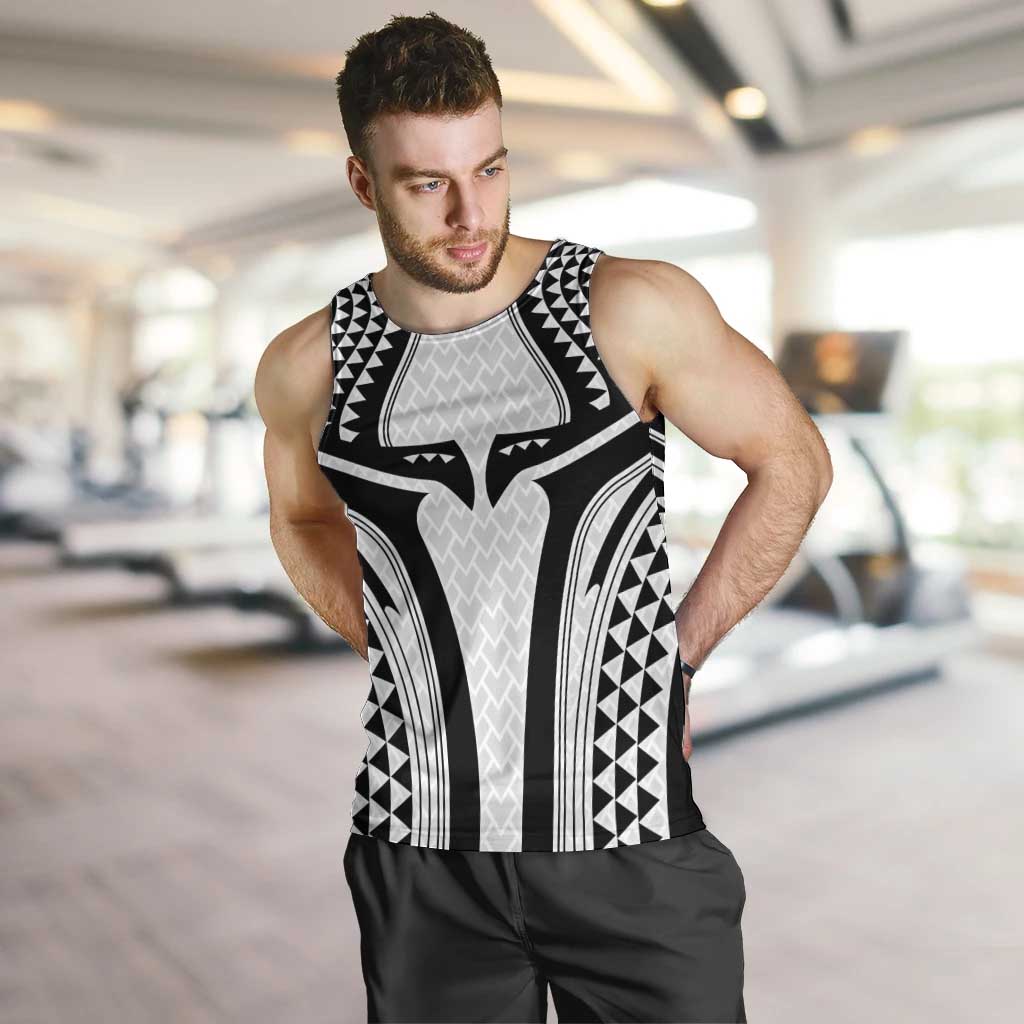 Hawaiian Kakau Art Tattoos Aquaman Style Men Tank Top White Version - Polynesian Pride