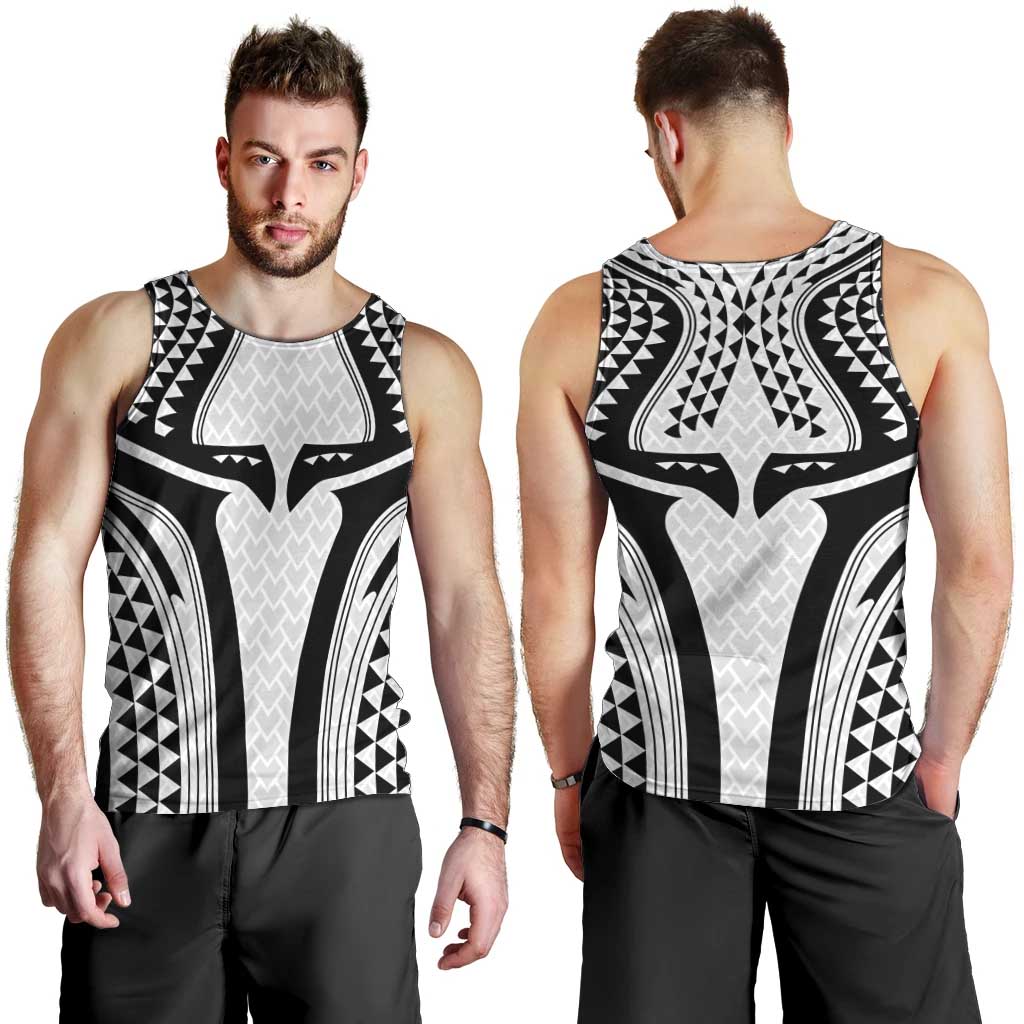 Hawaiian Kakau Art Tattoos Aquaman Style Men Tank Top White Version - Polynesian Pride