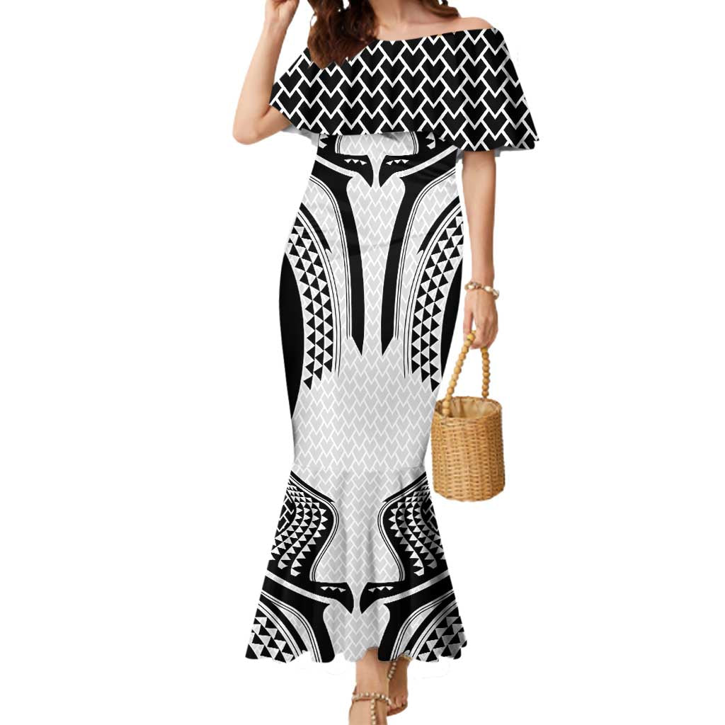 Hawaiian Kakau Art Tattoos Aquaman Style Mermaid Dress White Version - Polynesian Pride