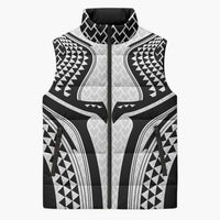Hawaiian Kakau Art Tattoos Aquaman Style Sleeveless Puffer Jacket White Version - Polynesian Pride