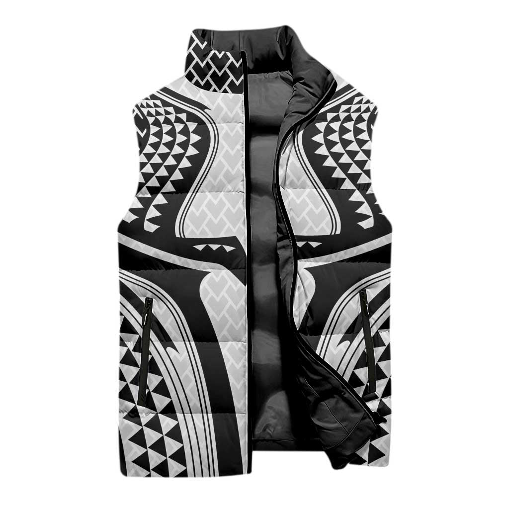 Hawaiian Kakau Art Tattoos Aquaman Style Sleeveless Puffer Jacket White Version - Polynesian Pride