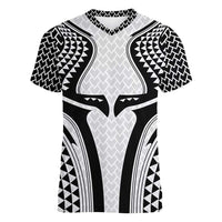 Hawaiian Kakau Art Tattoos Aquaman Style Women V-Neck T-Shirt White Version - Polynesian Pride