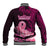 Polynesia Breast Cancer Baseball Jacket Butterfly and Flowers Ribbon Maori Tattoo Ethnic Black Style LT03 - Polynesian Pride