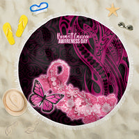 Polynesia Breast Cancer Beach Blanket Butterfly and Flowers Ribbon Maori Tattoo Ethnic Black Style LT03 One Size 150cm Black - Wonder Print Shop