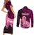Polynesia Breast Cancer Couples Matching Short Sleeve Bodycon Dress and Long Sleeve Button Shirts Butterfly and Flowers Ribbon Maori Tattoo Ethnic Black Style LT03 - Polynesian Pride