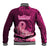 Polynesia Breast Cancer Baseball Jacket Butterfly and Flowers Ribbon Maori Tattoo Ethnic Pink Style LT03 - Polynesian Pride
