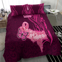 Polynesia Breast Cancer Bedding Set Butterfly and Flowers Ribbon Maori Tattoo Ethnic Pink Style LT03 - Polynesian Pride