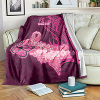 Polynesia Breast Cancer Blanket Butterfly and Flowers Ribbon Maori Tattoo Ethnic Pink Style LT03 - Polynesian Pride