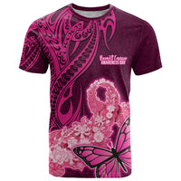 Polynesia Breast Cancer T Shirt Butterfly and Flowers Ribbon Maori Tattoo Ethnic Pink Style LT03 Pink - Polynesian Pride