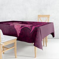 Custom Polynesia Breast Cancer Tablecloth Butterfly and Flowers Ribbon Maori Tattoo Ethnic Pink Style LT03 - Polynesian Pride