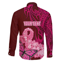 Custom Polynesia Breast Cancer Family Matching Long Sleeve Bodycon Dress and Hawaiian Shirt Butterfly and Flowers Ribbon Maori Tattoo Ethnic Red Style LT03 - Polynesian Pride