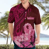 Custom Polynesia Breast Cancer Hawaiian Shirt Butterfly and Flowers Ribbon Maori Tattoo Ethnic Red Style LT03 - Polynesian Pride