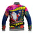 Cook Island Christmas Baseball Jacket Santa Claus Mix Maroro and Kakaia Hibiscus Flower Maori Pattern LT03 - Polynesian Pride