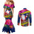 Cook Island Christmas Couples Matching Mermaid Dress and Long Sleeve Button Shirt Santa Claus Mix Maroro and Kakaia Hibiscus Flower Maori Pattern LT03 - Polynesian Pride