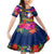 Cook Island Christmas Family Matching Mermaid Dress and Hawaiian Shirt Santa Claus Mix Maroro and Kakaia Hibiscus Flower Maori Pattern LT03 Daughter's Dress Blue - Polynesian Pride