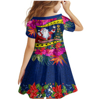 Cook Island Christmas Family Matching Mermaid Dress and Hawaiian Shirt Santa Claus Mix Maroro and Kakaia Hibiscus Flower Maori Pattern LT03 - Polynesian Pride
