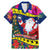 Cook Island Christmas Family Matching Mermaid Dress and Hawaiian Shirt Santa Claus Mix Maroro and Kakaia Hibiscus Flower Maori Pattern LT03 Dad's Shirt - Short Sleeve Blue - Polynesian Pride