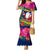 Cook Island Christmas Family Matching Mermaid Dress and Hawaiian Shirt Santa Claus Mix Maroro and Kakaia Hibiscus Flower Maori Pattern LT03 Mom's Dress Blue - Polynesian Pride