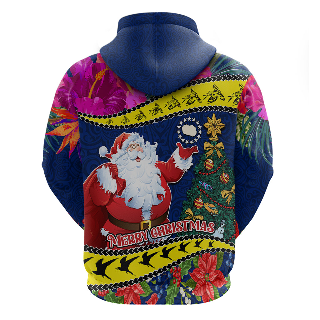 Cook Island Christmas Hoodie Santa Claus Mix Maroro and Kakaia Hibiscus Flower Maori Pattern LT03 - Polynesian Pride