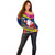 Cook Island Christmas Off Shoulder Sweater Santa Claus Mix Maroro and Kakaia Hibiscus Flower Maori Pattern LT03 - Polynesian Pride