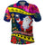 Cook Island Christmas Polo Shirt Santa Claus Mix Maroro and Kakaia Hibiscus Flower Maori Pattern LT03 Blue - Polynesian Pride