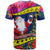 Cook Island Christmas T Shirt Santa Claus Mix Maroro and Kakaia Hibiscus Flower Maori Pattern LT03 - Polynesian Pride