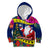 Personalised Cook Island Christmas Kid Hoodie Santa Claus Mix Maroro and Kakaia Hibiscus Flower Maori Pattern LT03 Hoodie Blue - Polynesian Pride