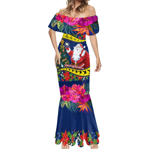 Personalised Cook Island Christmas Mermaid Dress Santa Claus Mix Maror
