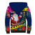 Personalised Cook Island Christmas Sherpa Hoodie Santa Claus Mix Maroro and Kakaia Hibiscus Flower Maori Pattern LT03 - Polynesian Pride