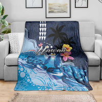 Hawaiian Honu Honi Ihu Blanket With Plumeria and Kakau Art Pattern