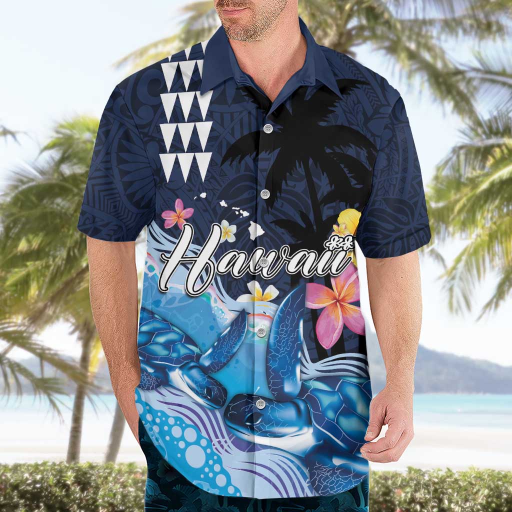 Hawaiian Honu Honi Ihu Hawaiian Shirt With Plumeria and Kakau Art Pattern