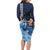 Hawaiian Honu Honi Ihu Long Sleeve Bodycon Dress With Plumeria and Kakau Art Pattern