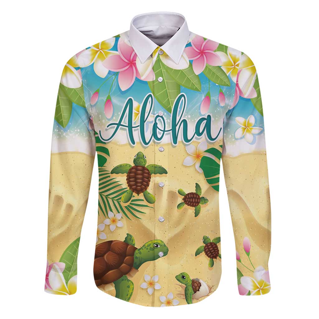 Aloha Turtle Family on The Beach Family Matching Puletasi and Hawaiian Shirt with Hawaiian Colorful Plumeria